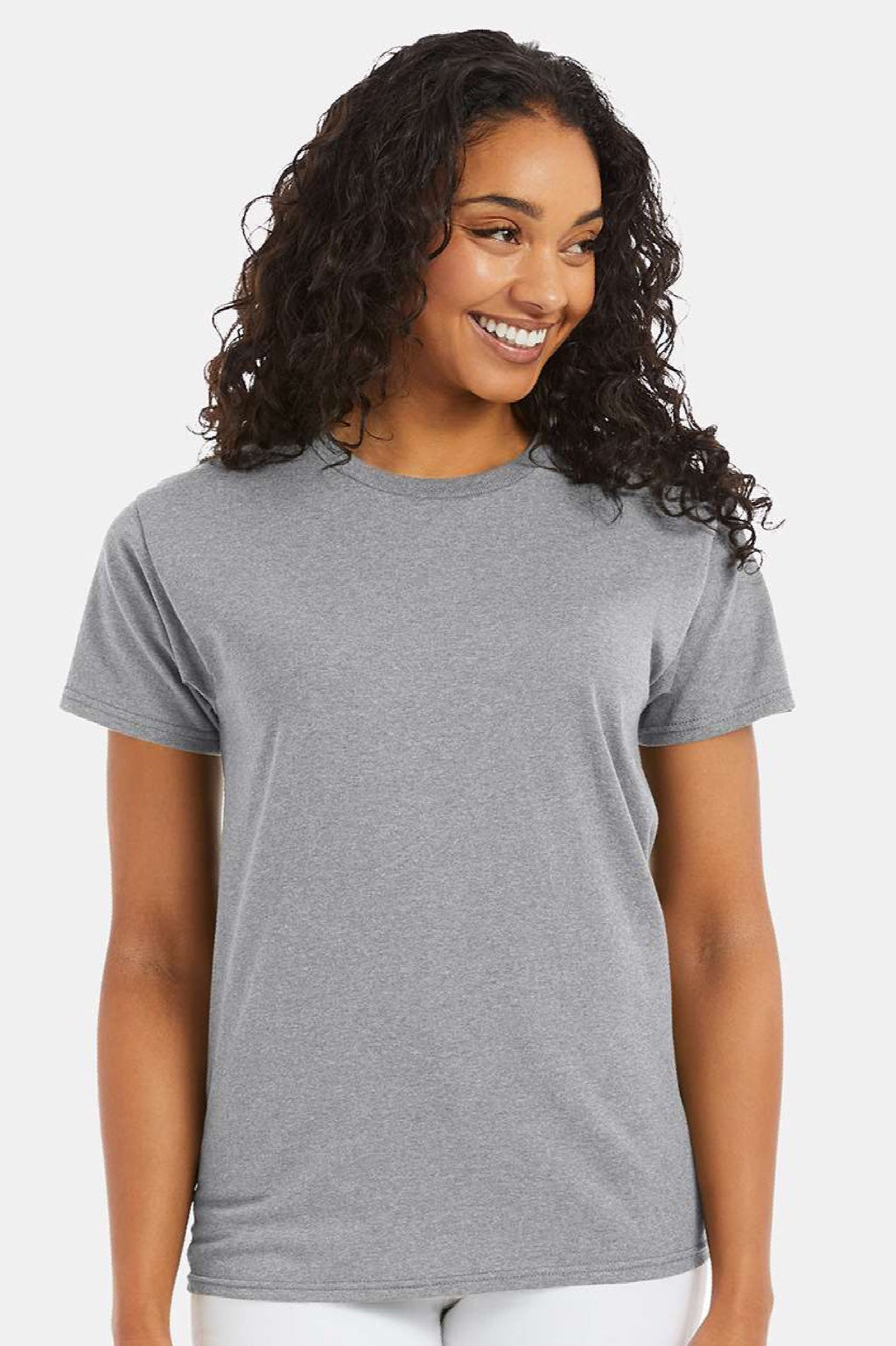 Hanes 5170 Mens EcoSmart Short Sleeve Crewneck T-Shirt Light Steel Grey Model Front