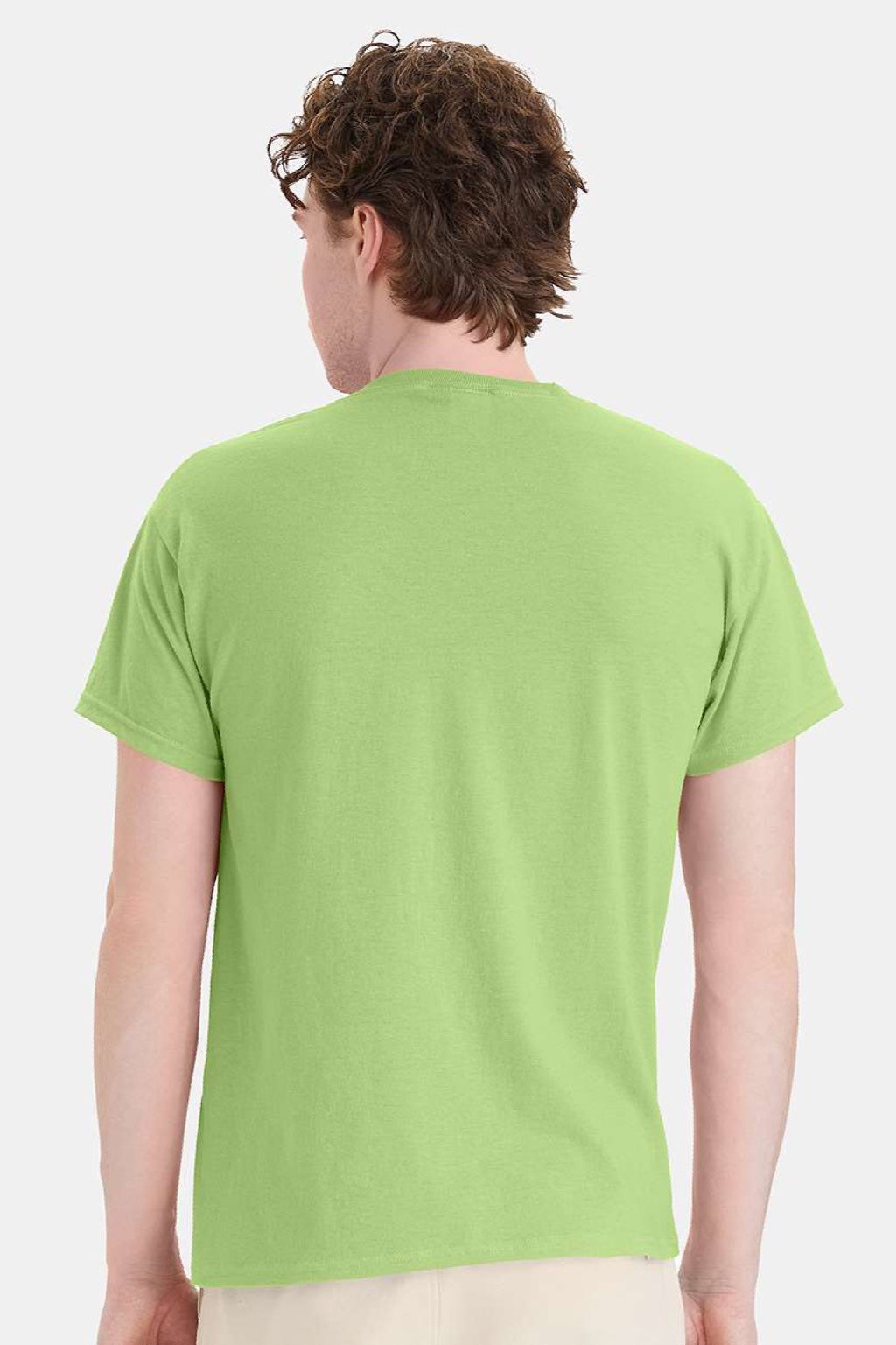Hanes 5170 Mens EcoSmart Short Sleeve Crewneck T-Shirt Lime Green Model Back