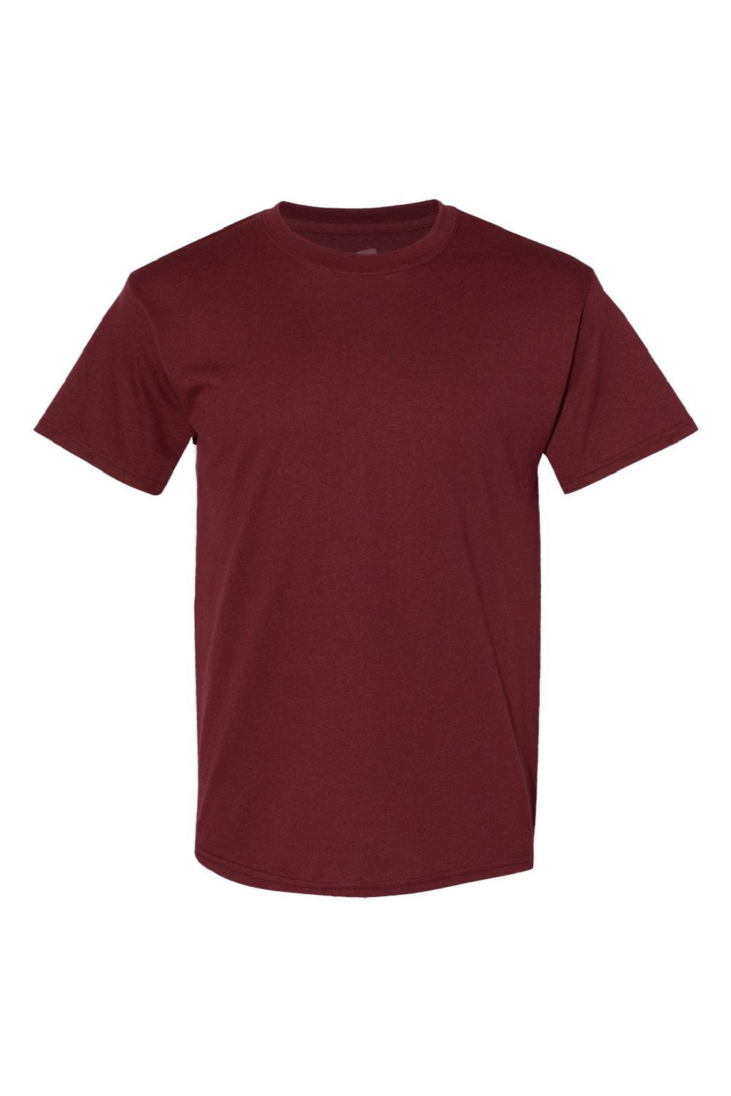 Hanes 5170 Mens EcoSmart Short Sleeve Crewneck T-Shirt Maroon Flat Front