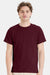 Hanes 5170 Mens EcoSmart Short Sleeve Crewneck T-Shirt Maroon Model Front