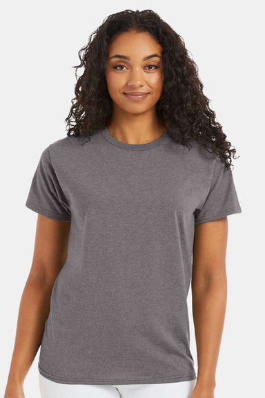 Hanes 5170 Mens EcoSmart Short Sleeve Crewneck T-Shirt Oxford Grey Model Front