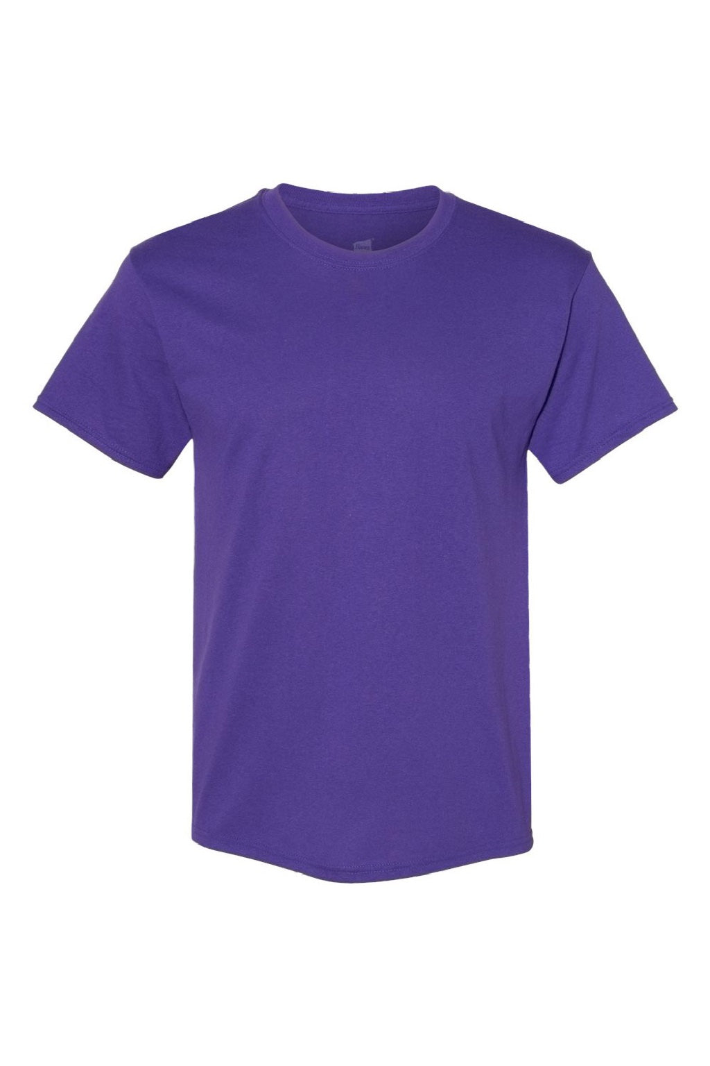 Hanes 5170 Mens EcoSmart Short Sleeve Crewneck T-Shirt Purple Flat Front