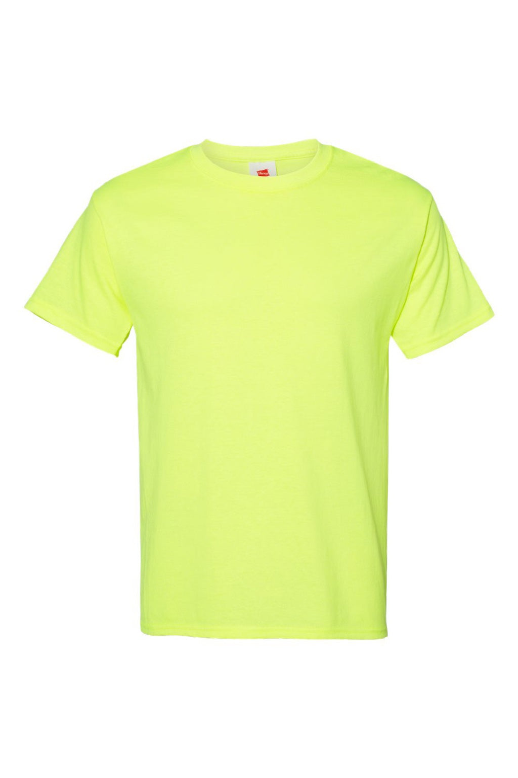 Hanes 5170 Mens EcoSmart Short Sleeve Crewneck T-Shirt Safety Green Flat Front