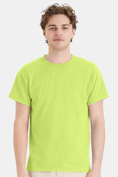 Hanes 5170 Mens EcoSmart Short Sleeve Crewneck T-Shirt Safety Green Model Front