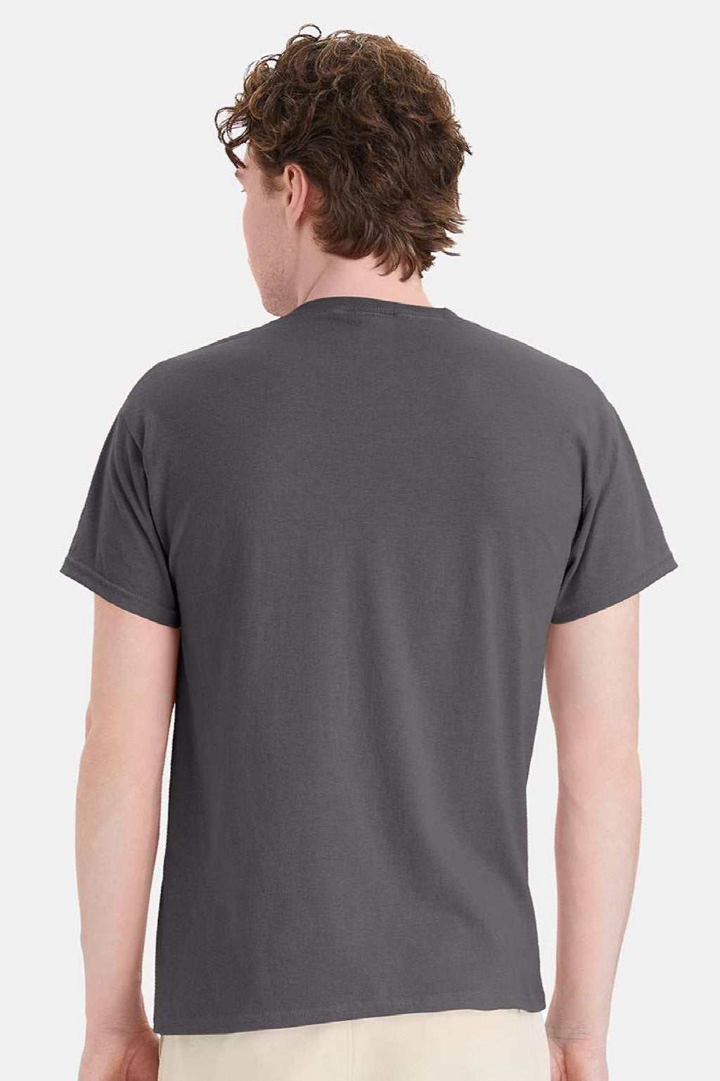 Hanes 5170 Mens EcoSmart Short Sleeve Crewneck T-Shirt Smoke Grey Model Back