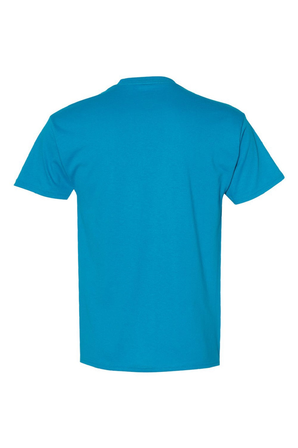 Hanes 5170 Mens EcoSmart Short Sleeve Crewneck T-Shirt Teal Blue Flat Back