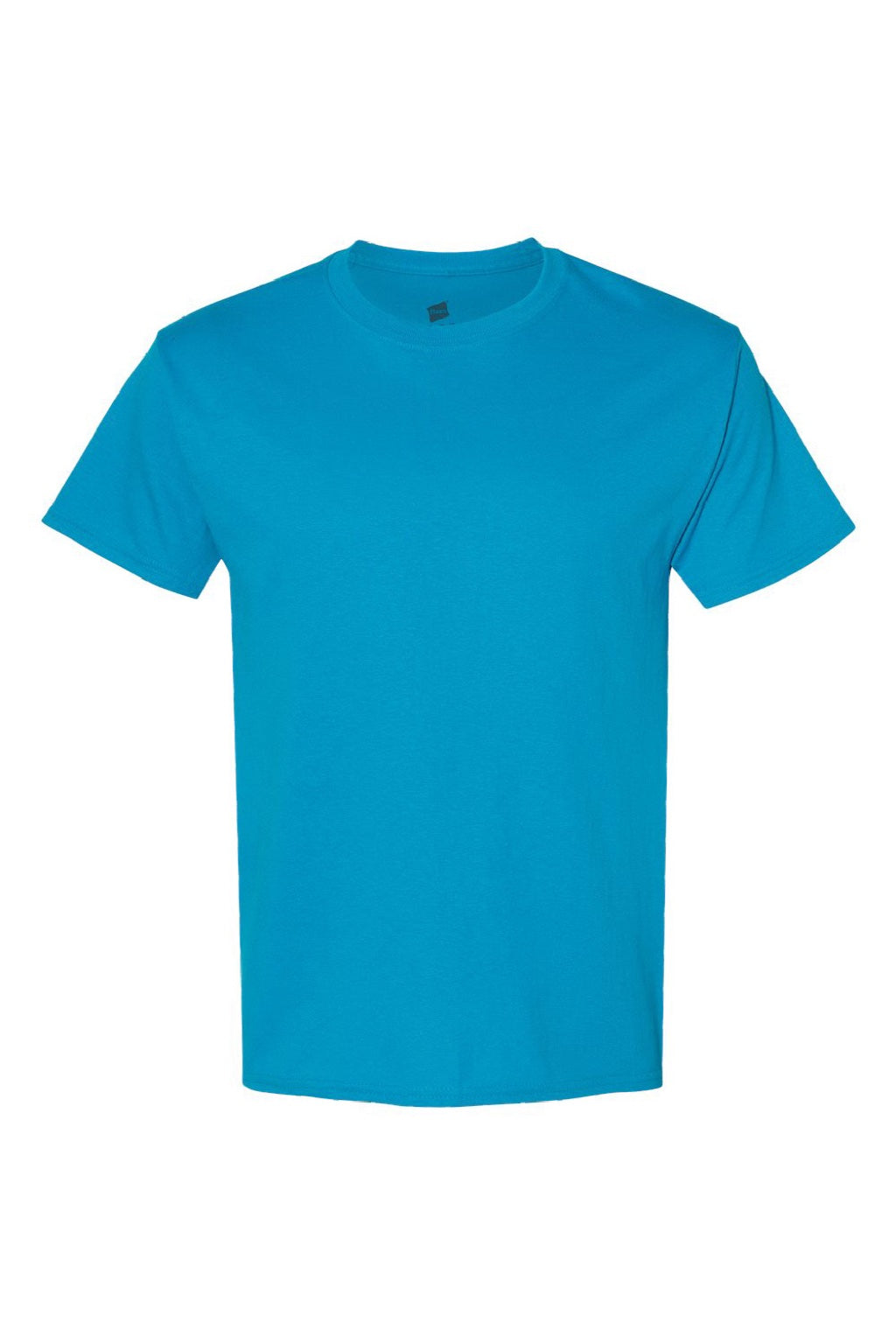 Hanes 5170 Mens EcoSmart Short Sleeve Crewneck T-Shirt Teal Blue Flat Front