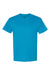 Hanes 5170 Mens EcoSmart Short Sleeve Crewneck T-Shirt Teal Blue Flat Front