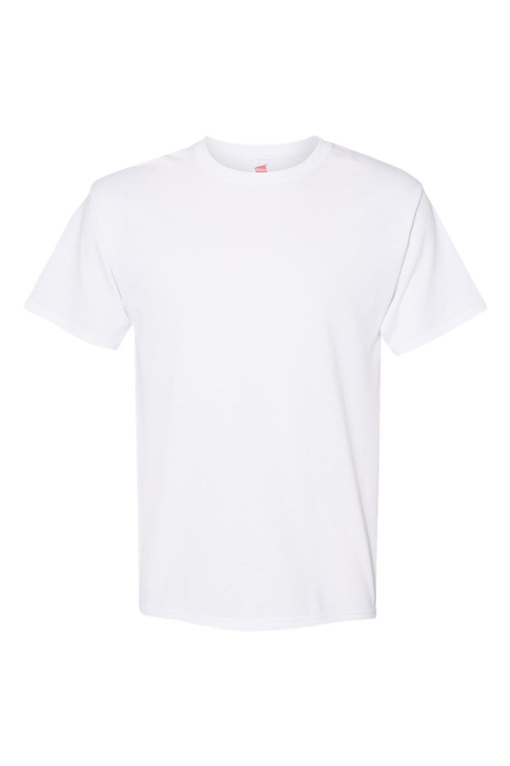Hanes 5170 Mens EcoSmart Short Sleeve Crewneck T-Shirt White Flat Front