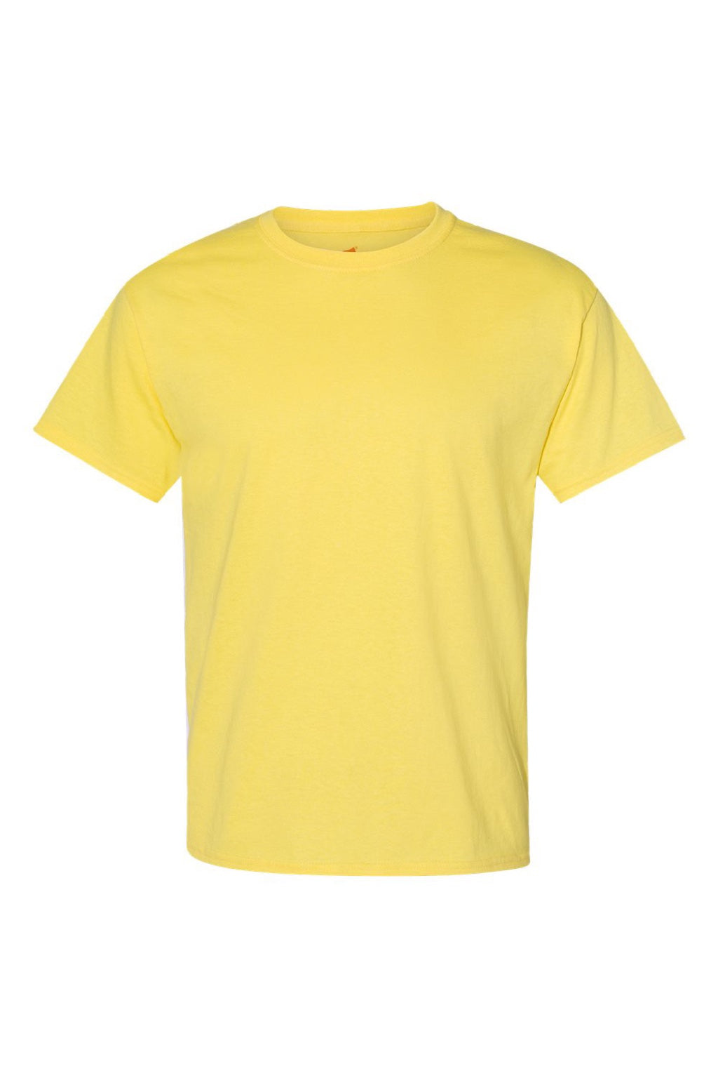 Hanes 5170 Mens EcoSmart Short Sleeve Crewneck T-Shirt Yellow Flat Front