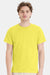 Hanes 5170 Mens EcoSmart Short Sleeve Crewneck T-Shirt Yellow Model Front