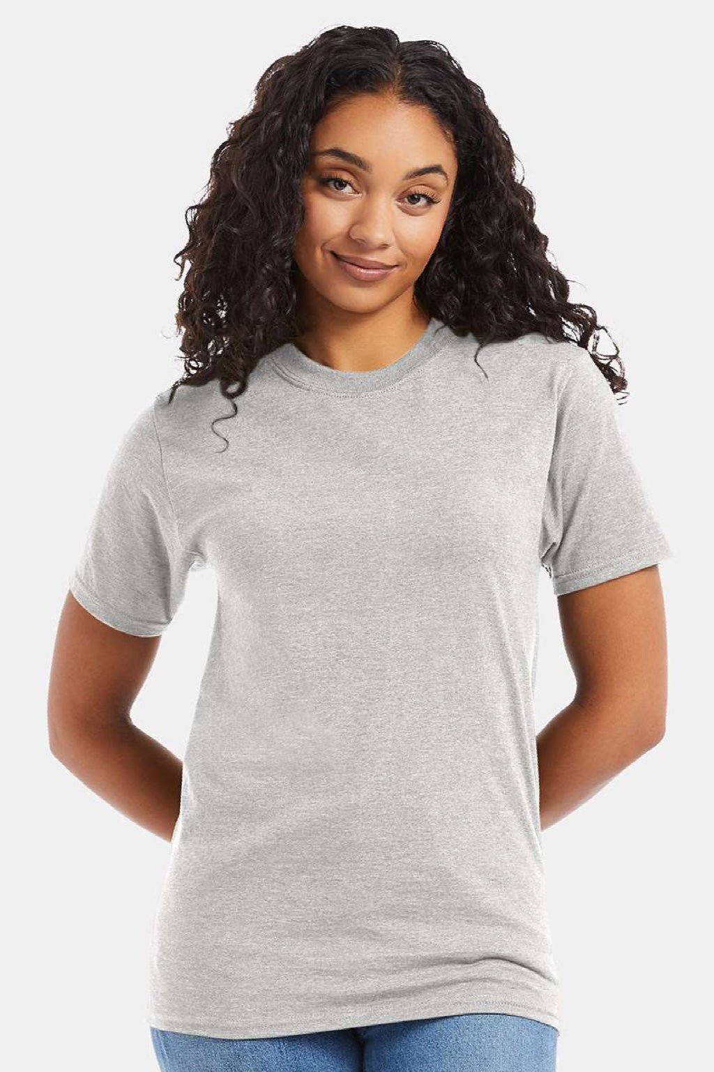 Hanes 5180/518T Mens Beefy-T Short Sleeve Crewneck T-Shirt Ash Grey Model Front