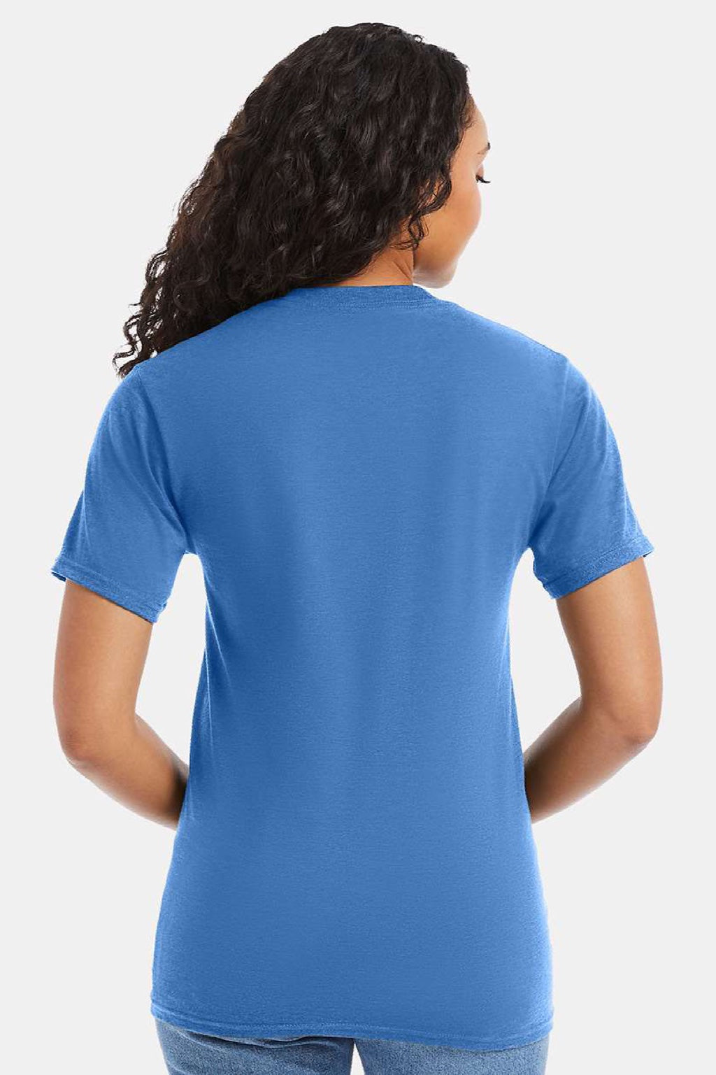 Hanes 5180/518T Mens Beefy-T Short Sleeve Crewneck T-Shirt Carolina Blue Model Back