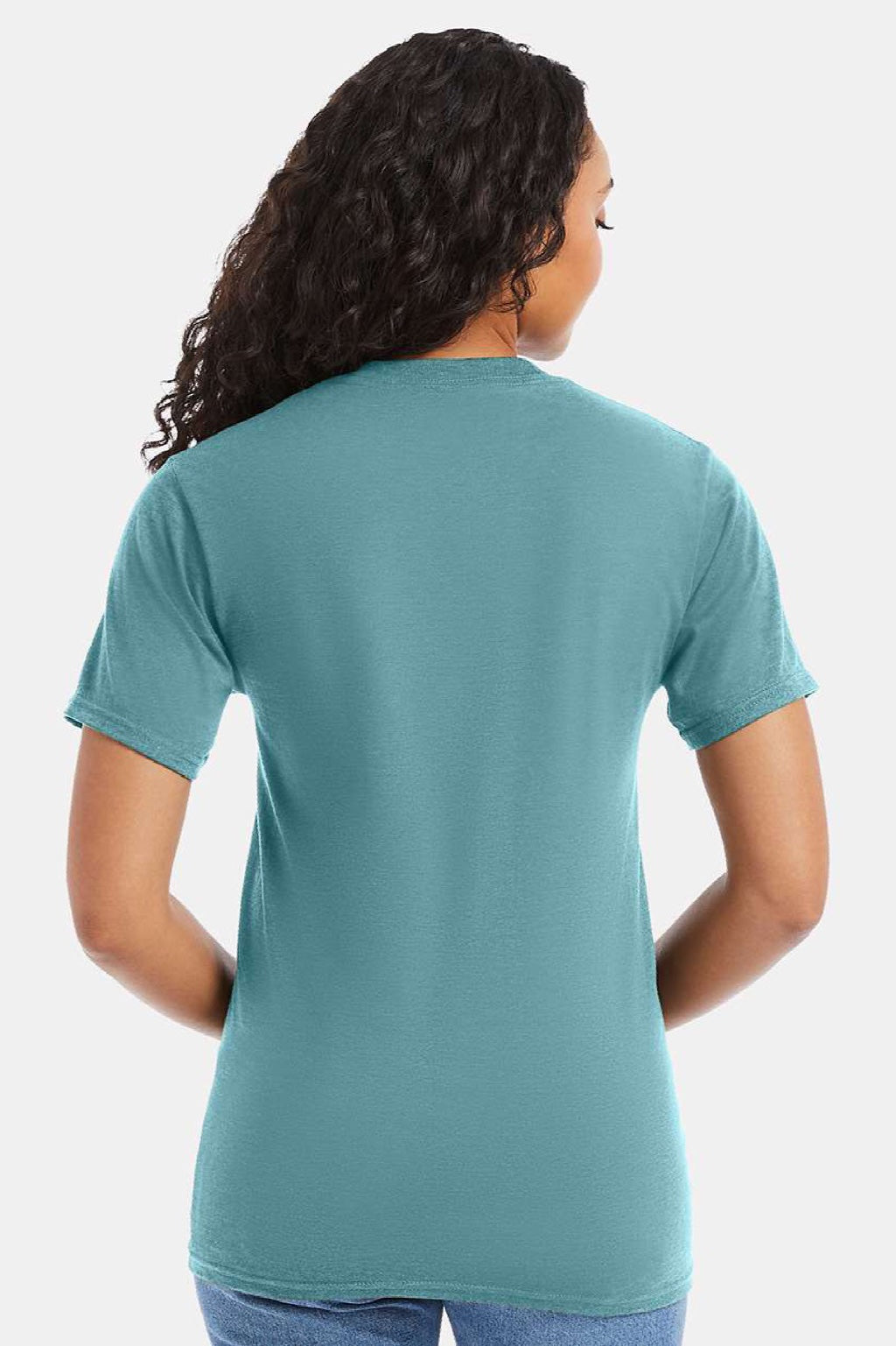 Hanes 5180/518T Mens Beefy-T Short Sleeve Crewneck T-Shirt Clay Green Model Back