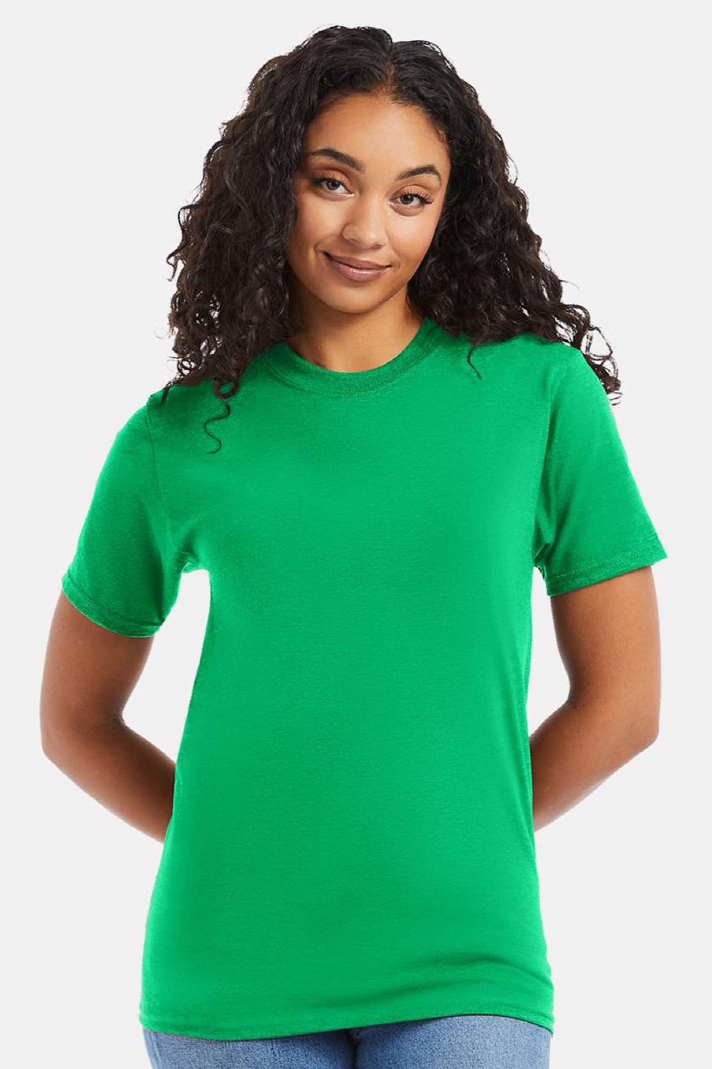 Hanes 5180/518T Mens Beefy-T Short Sleeve Crewneck T-Shirt Kelly Green Model Front