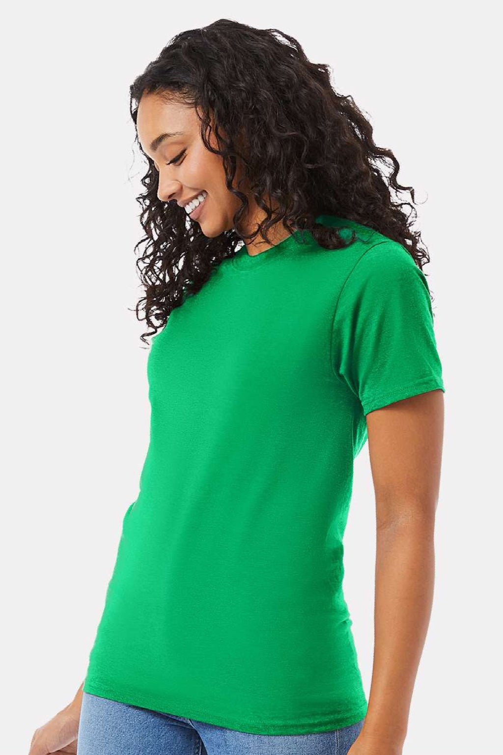 Hanes 5180/518T Mens Beefy-T Short Sleeve Crewneck T-Shirt Kelly Green Model Side