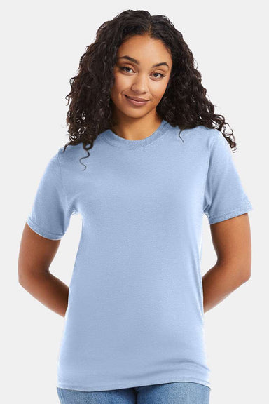 Hanes 5180/518T Mens Beefy-T Short Sleeve Crewneck T-Shirt Light Blue Model Front