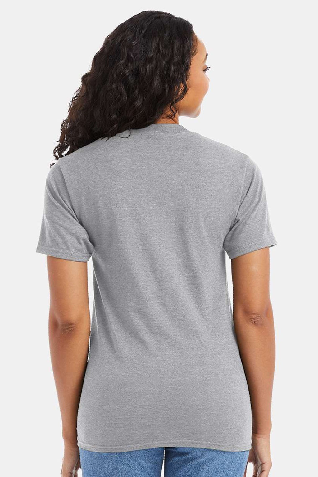 Hanes 5180/518T Mens Beefy-T Short Sleeve Crewneck T-Shirt Light Steel Grey Model Back