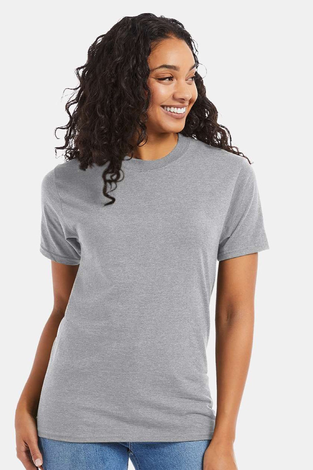 Hanes 5180/518T Mens Beefy-T Short Sleeve Crewneck T-Shirt Light Steel Grey Model Front