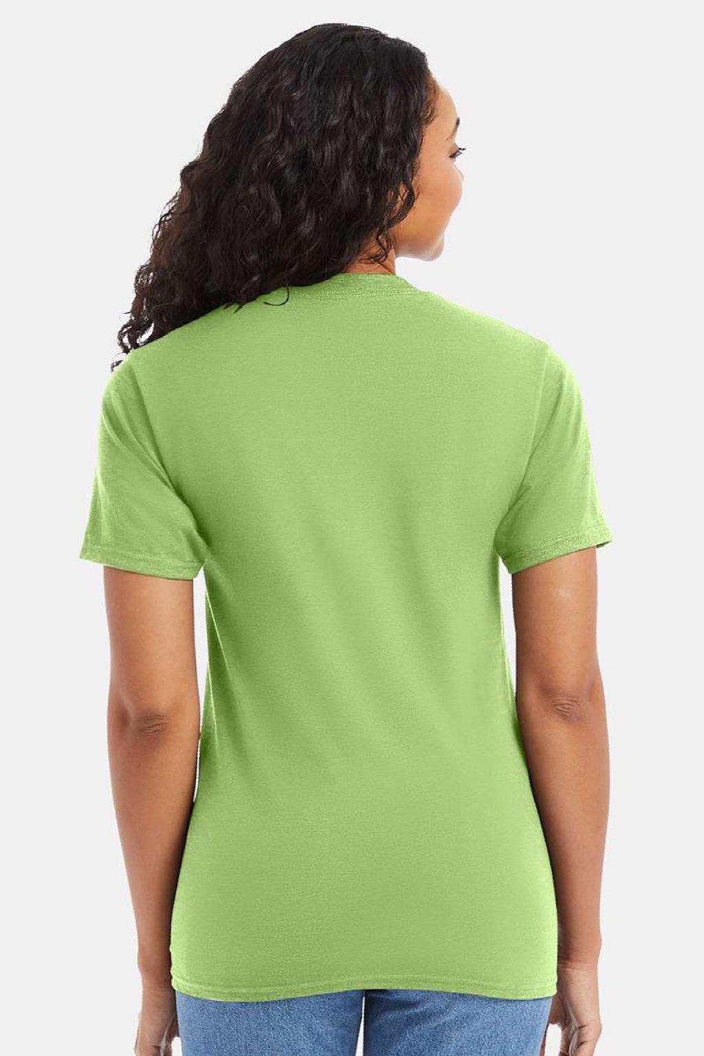 Hanes 5180/518T Mens Beefy-T Short Sleeve Crewneck T-Shirt Lime Green Model Back