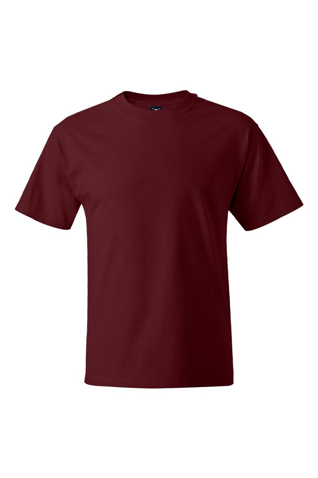 Hanes 5180/518T Mens Beefy-T Short Sleeve Crewneck T-Shirt Maroon Flat Front