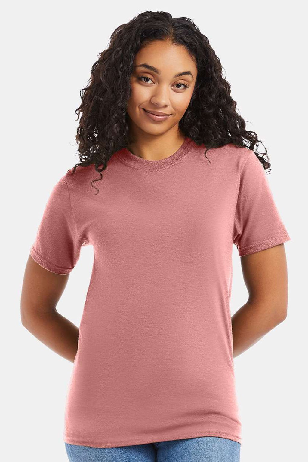 Hanes 5180/518T Mens Beefy-T Short Sleeve Crewneck T-Shirt Mauve Model Front