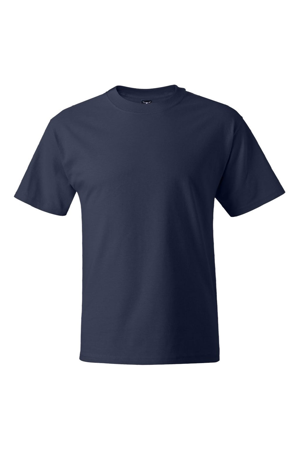Hanes 5180/518T Mens Beefy-T Short Sleeve Crewneck T-Shirt Navy Blue Flat Front