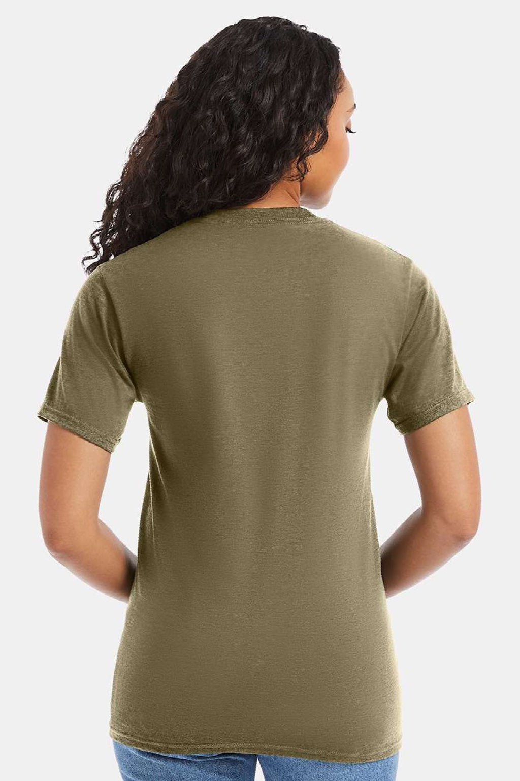 Hanes 5180/518T Mens Beefy-T Short Sleeve Crewneck T-Shirt Oregano Model Back