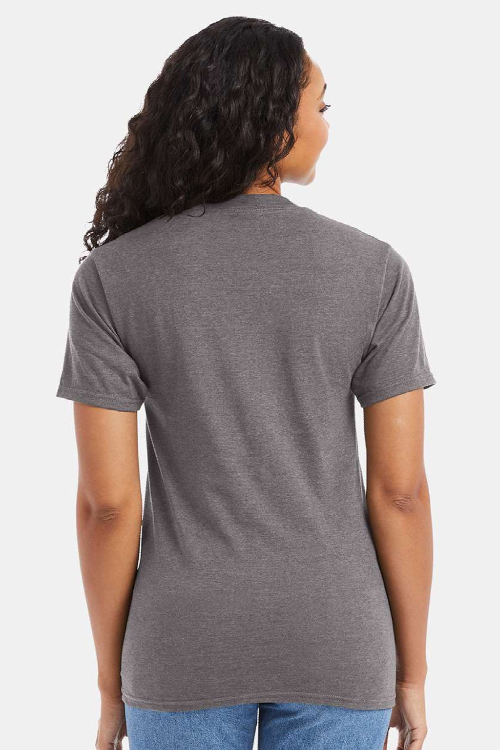 Hanes 5180/518T Mens Beefy-T Short Sleeve Crewneck T-Shirt Oxford Grey Model Back