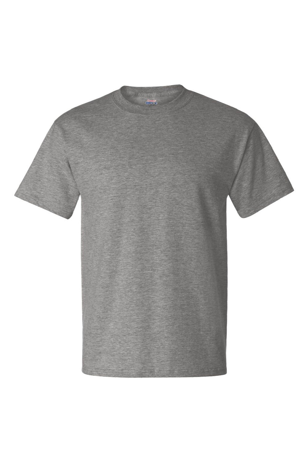 Hanes 5180/518T Mens Beefy-T Short Sleeve Crewneck T-Shirt Oxford Grey Flat Front