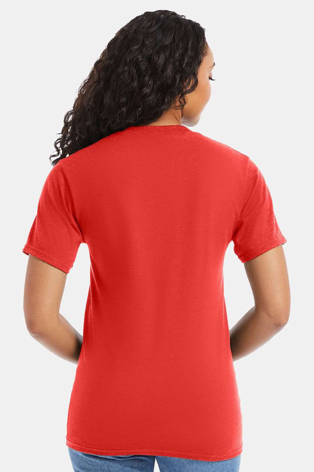 Hanes 5180/518T Mens Beefy-T Short Sleeve Crewneck T-Shirt Poppy Red Model Back