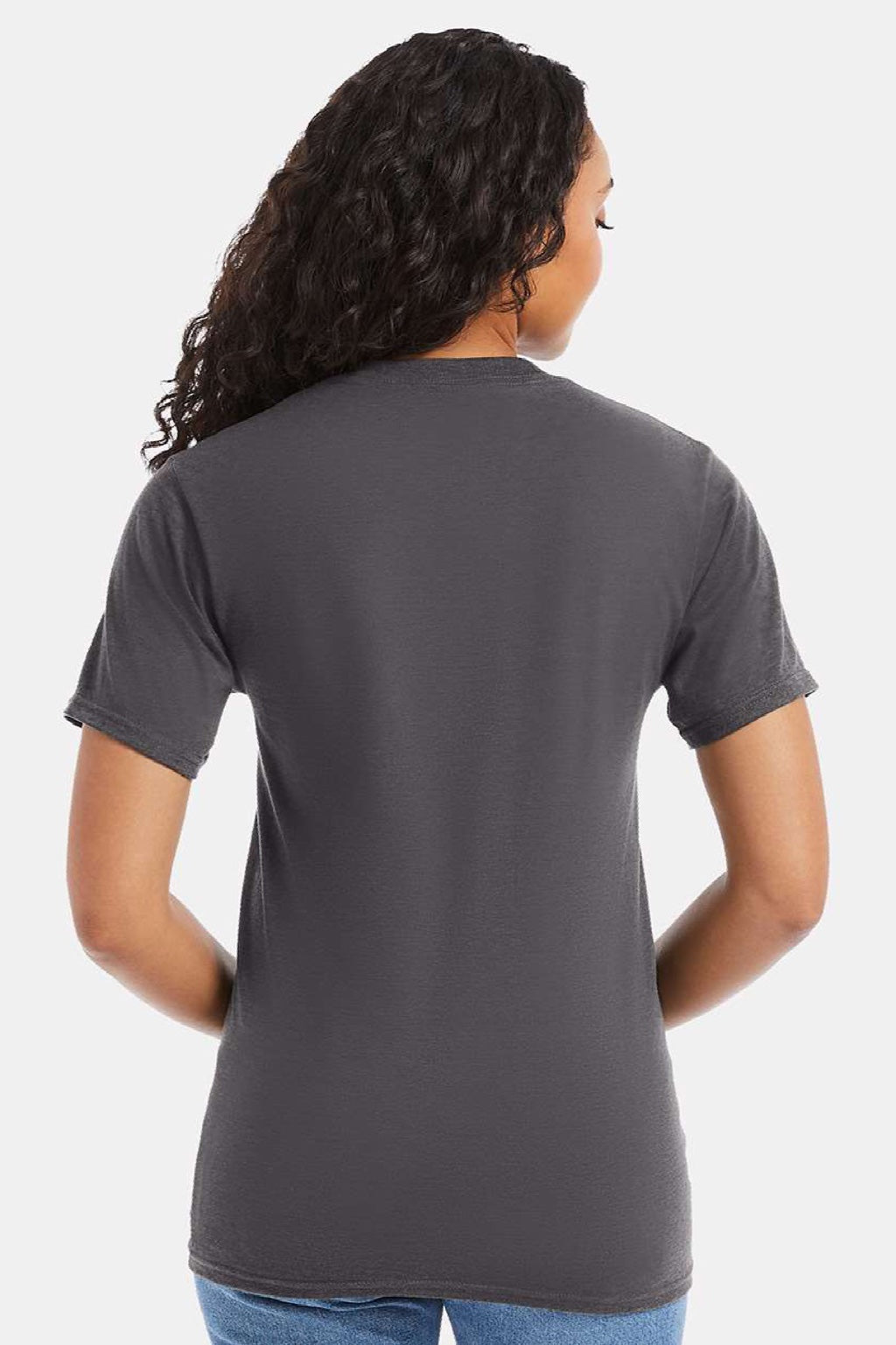 Hanes 5180/518T Mens Beefy-T Short Sleeve Crewneck T-Shirt Smoke Grey Model Back