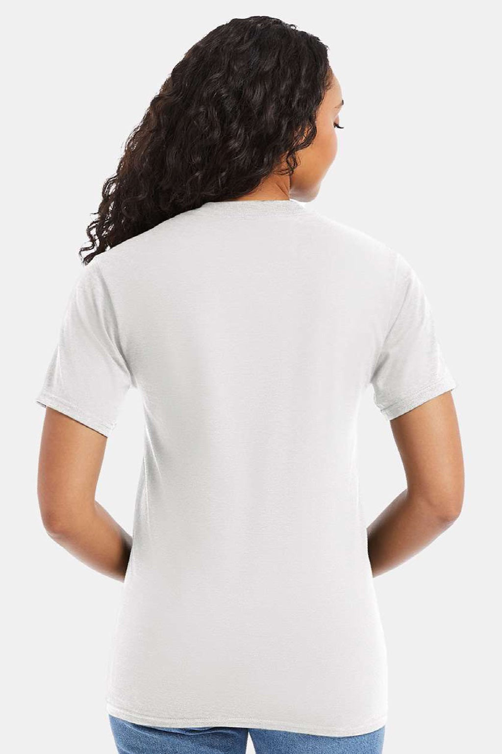 Hanes 5180/518T Mens Beefy-T Short Sleeve Crewneck T-Shirt White Model Back