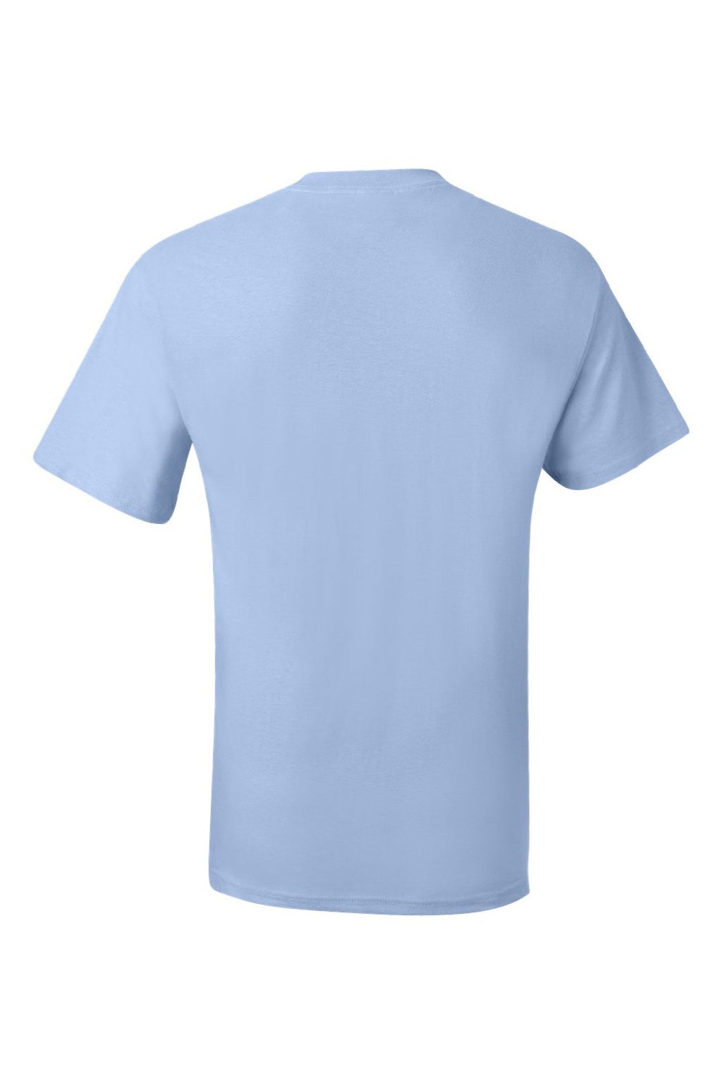 Hanes 5190 Mens Beefy-T Short Sleeve Crewneck T-Shirt w/ Pocket Light Blue Flat Back
