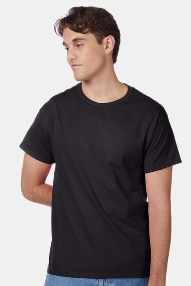 Hanes 5250 Mens Authentic Short Sleeve Crewneck T-Shirt Black Model Front
