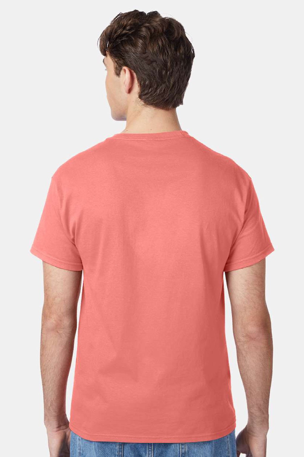 Hanes 5250 Mens Authentic Short Sleeve Crewneck T-Shirt Charisma Coral Model Back