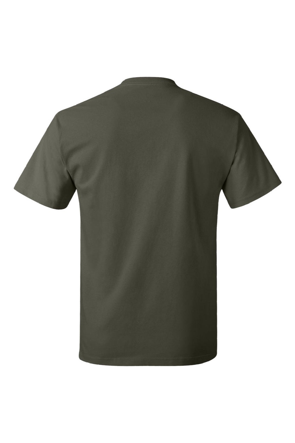Hanes 5250 Mens Authentic Short Sleeve Crewneck T-Shirt Fatigue Green Flat Back