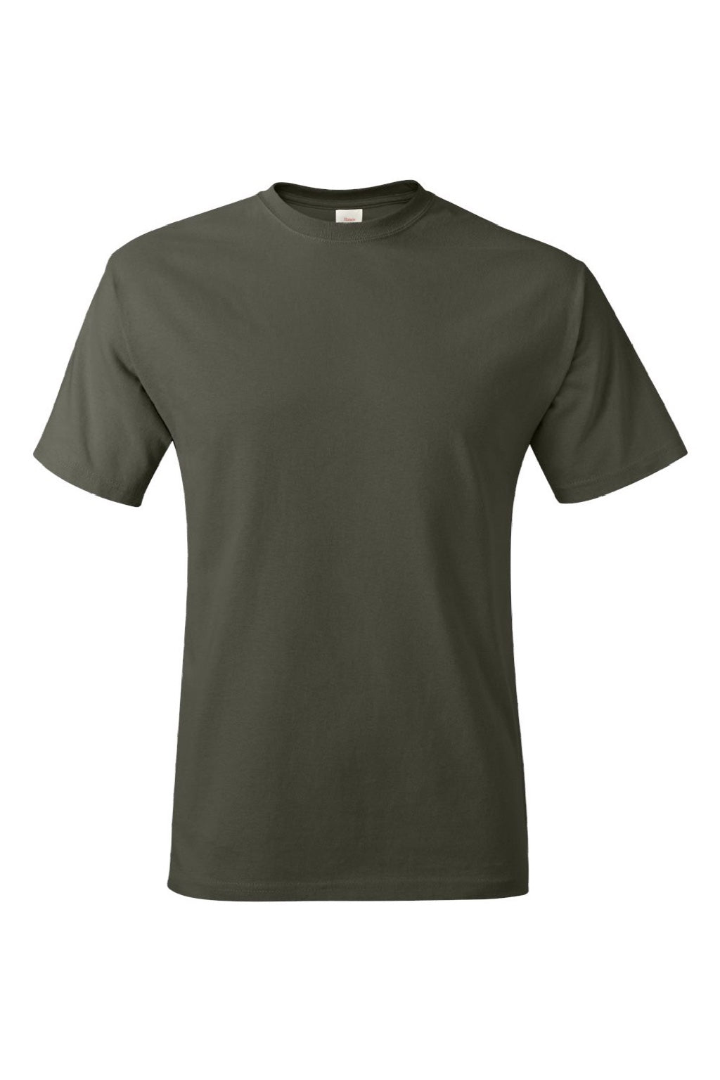 Hanes 5250 Mens Authentic Short Sleeve Crewneck T-Shirt Fatigue Green Flat Front
