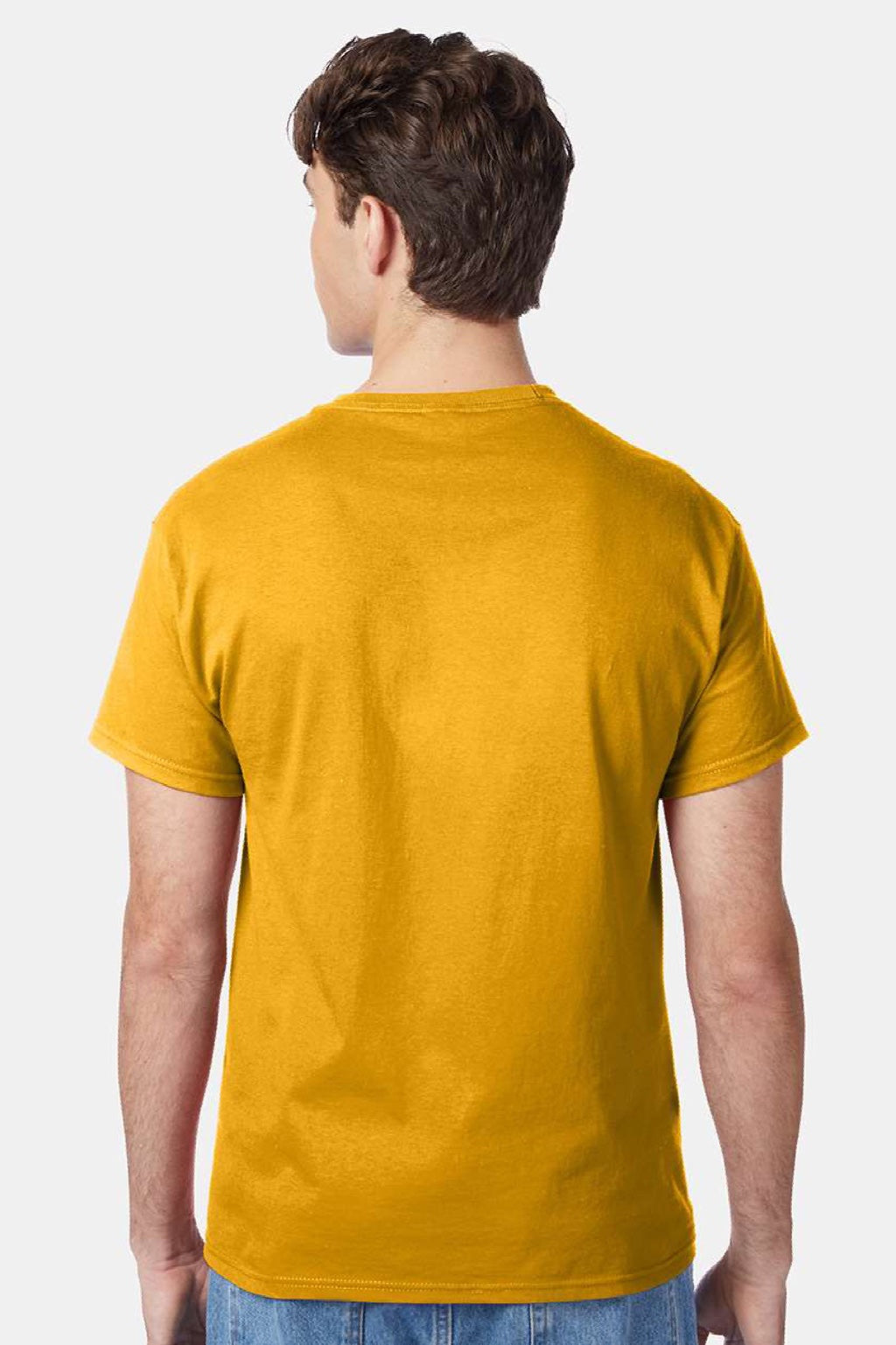 Hanes 5250 Mens Authentic Short Sleeve Crewneck T-Shirt Gold Model Back