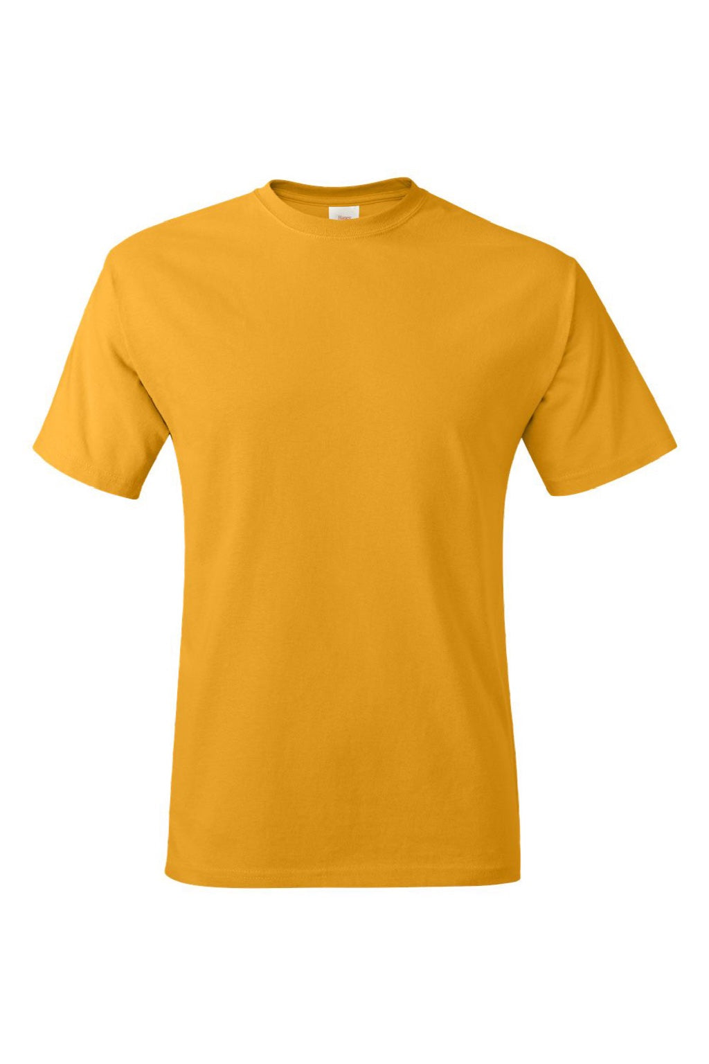 Hanes 5250 Mens Authentic Short Sleeve Crewneck T-Shirt Gold Flat Front