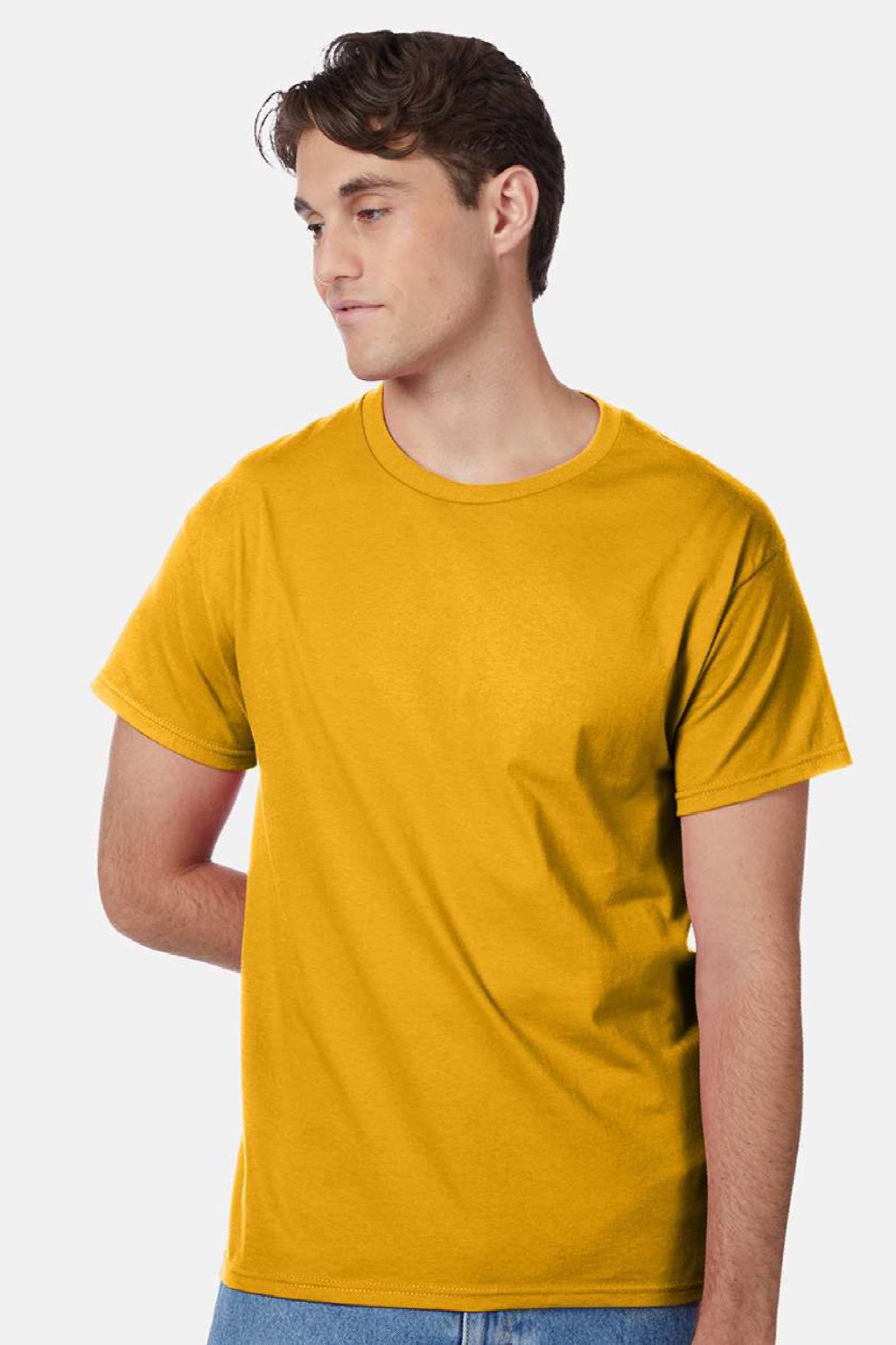 Hanes 5250 Mens Authentic Short Sleeve Crewneck T-Shirt Gold Model Front