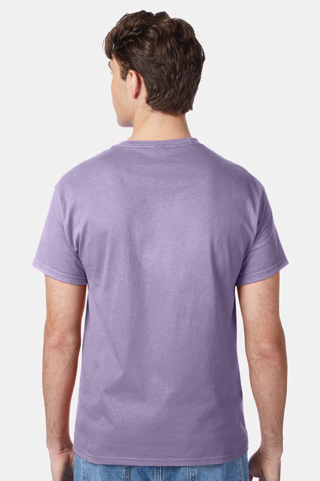 Hanes 5250 Mens Authentic Short Sleeve Crewneck T-Shirt Lavender Purple Model Back