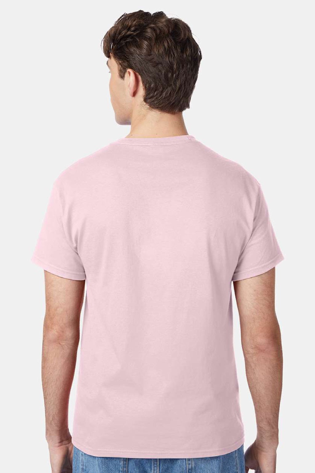 Hanes 5250 Mens Authentic Short Sleeve Crewneck T-Shirt Pale Pink Model Back