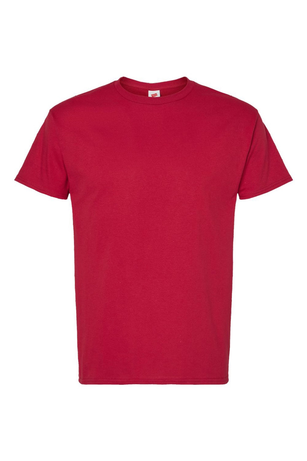 Hanes 5280 Mens Essential-T Short Sleeve Crewneck T-Shirt Athletic Crimson Red Flat Front