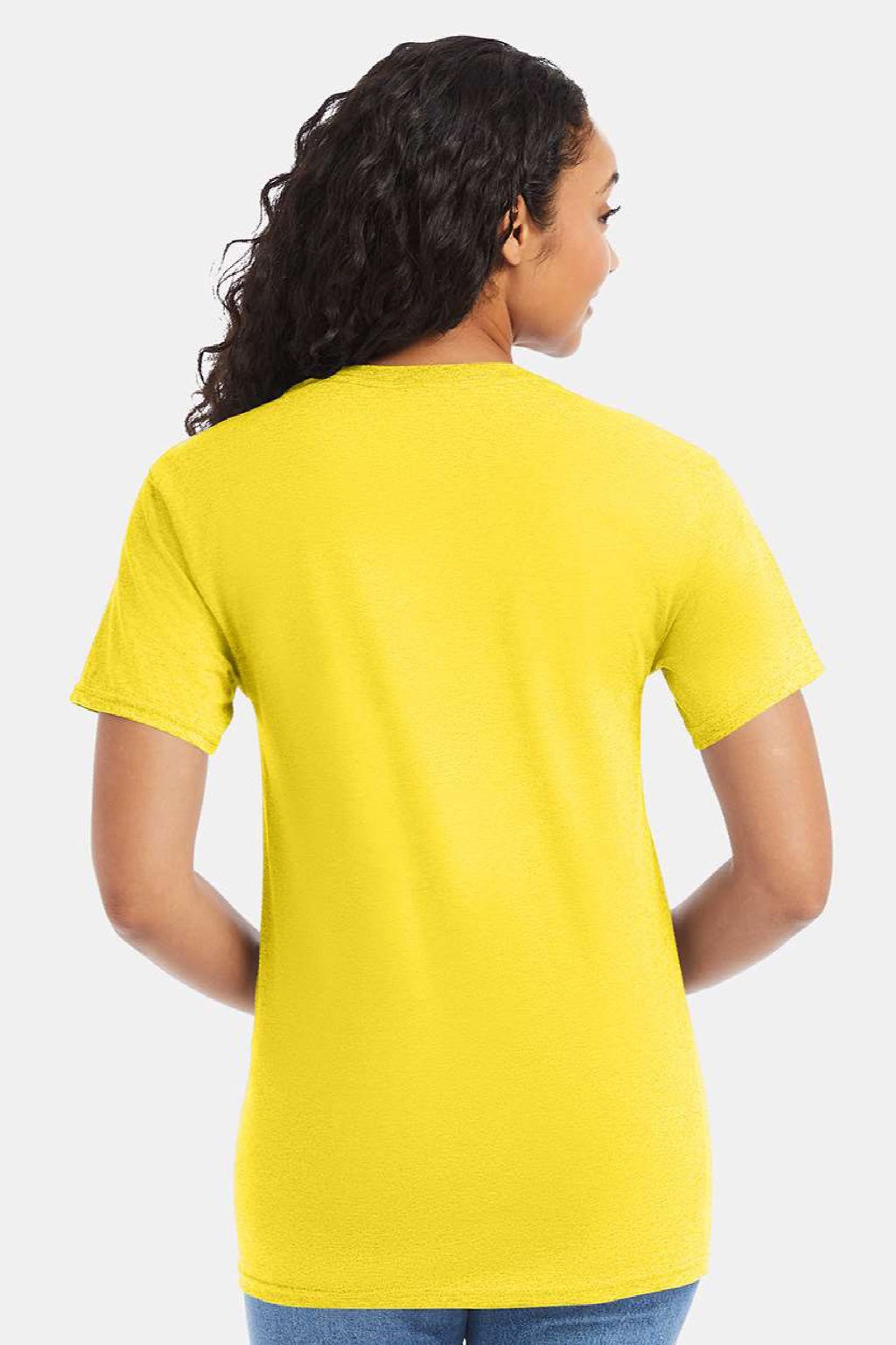 Hanes 5280 Mens Essential-T Short Sleeve Crewneck T-Shirt Athletic Yellow Model Back