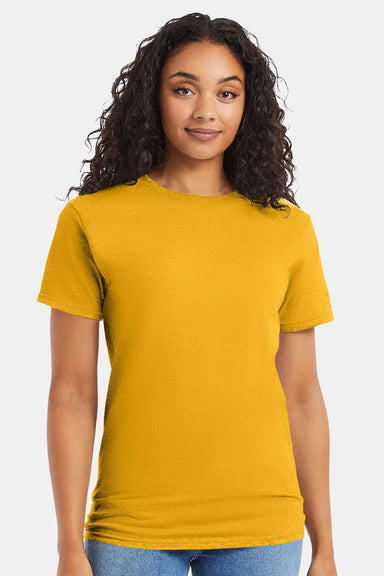 Hanes 5280 Mens Essential-T Short Sleeve Crewneck T-Shirt Gold Model Front