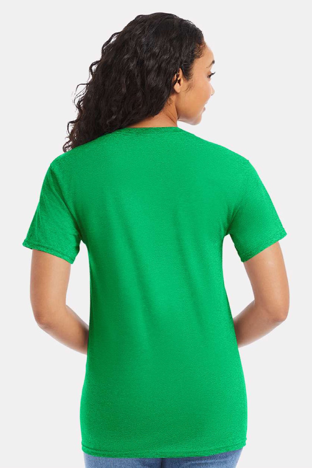 Hanes 5280 Mens Essential-T Short Sleeve Crewneck T-Shirt Kelly Green Model Back