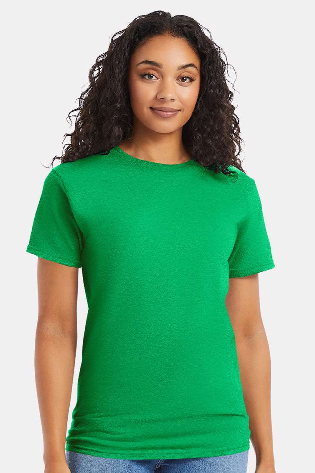 Hanes 5280 Mens Essential-T Short Sleeve Crewneck T-Shirt Kelly Green Model Front