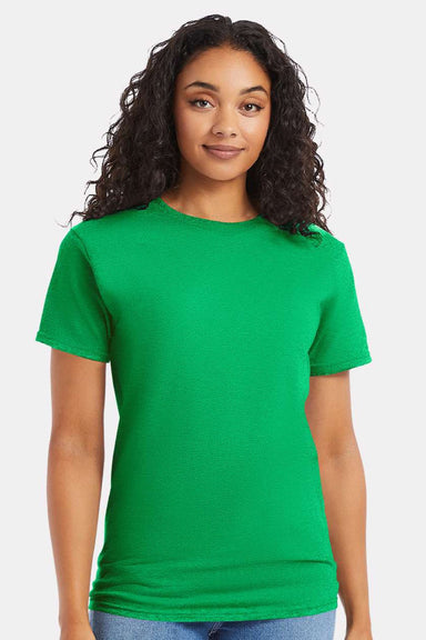 Hanes 5280 Mens Essential-T Short Sleeve Crewneck T-Shirt Kelly Green Model Front