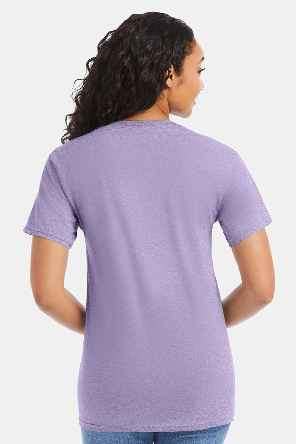 Hanes 5280 Mens Essential-T Short Sleeve Crewneck T-Shirt Lavender Purple Model Back